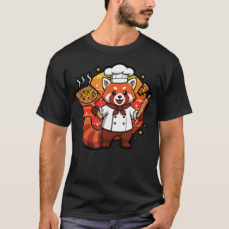 Rode Panda Pizzachef Koken T-shirt