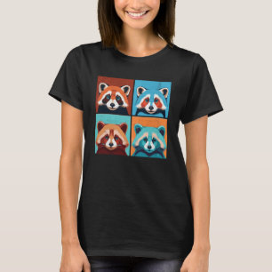 Rode Panda Pop Illustratie Kleurrijke Dierlijke Vr T-shirt