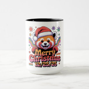 Rode Panda Prettig Kerstfeest 12/25/25 Mok