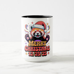 Rode Panda Prettig Kerstfeest 12/25/25 Mok