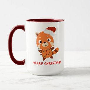 Rode panda Prettig kerstfeest Mok