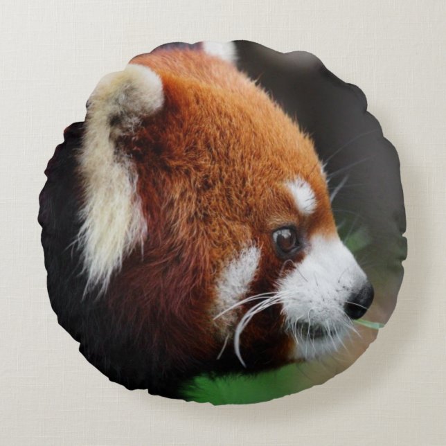 Rode panda rond kussen (Voorkant)