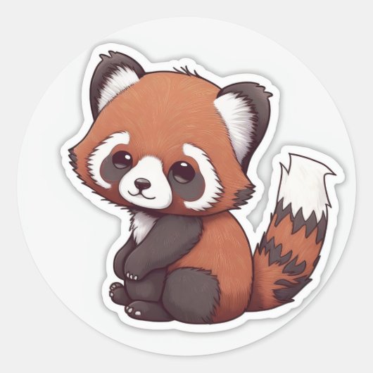 rode panda ronde sticker (Voorkant)