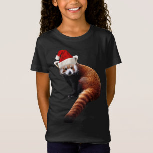 Rode Panda Santa Schattige Kerst Pet voor Pandabea T-shirt