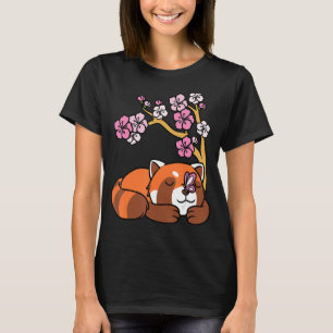 Rode Panda Slaap Japanse Cherry Bloesem T-shirt