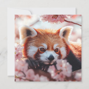Rode panda tussen de kersenbloesems feestdagenkaart