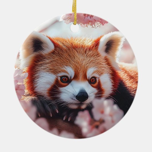 Rode panda tussen de kersenbloesems keramisch ornament (Achterkant)