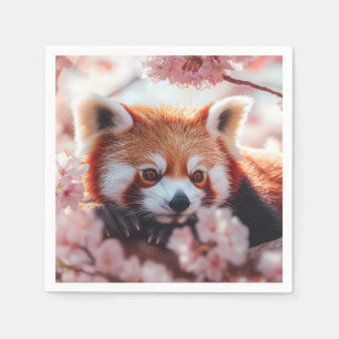 Rode panda tussen de kersenbloesems servet