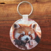 Rode panda tussen de kersenbloesems sleutelhanger (Voorkant)