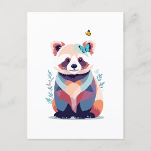 Rode Panda Vector Schilderen Schattig Fun Animal P Feestdagenkaart