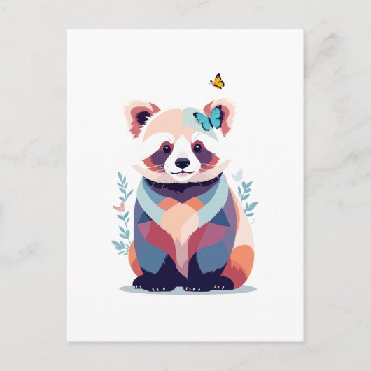 Rode Panda Vector Schilderen Schattig Fun Animal P Feestdagenkaart (Voorkant)