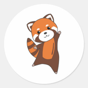 Rode panda verkuilt dieren voor kinderen in Kawaii Ronde Sticker