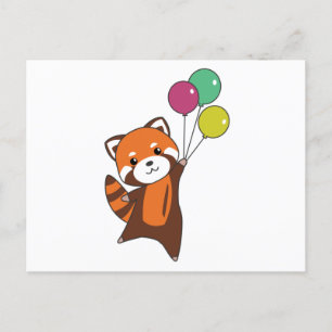 Rode panda vliegt ballonnen die dieren doden briefkaart