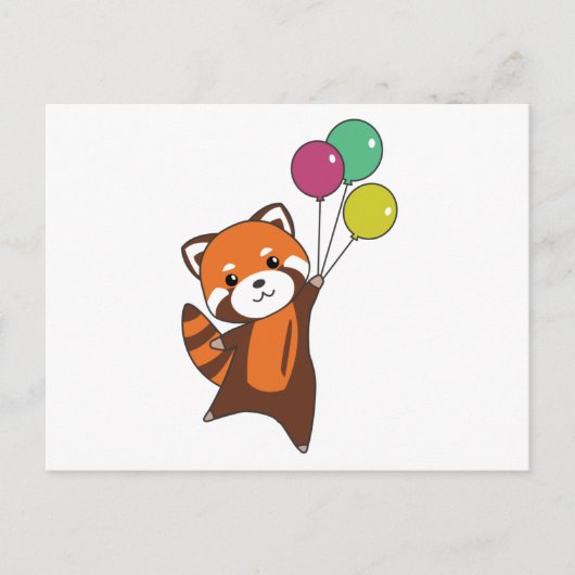Rode panda vliegt ballonnen die dieren doden briefkaart (Voorkant)
