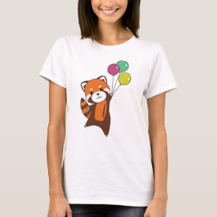 Rode panda vliegt ballonnen die dieren doden t-shirt