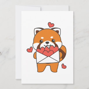 Rode Panda voor Valentijnsdag Knuffeldieren Hart Feestdagenkaart
