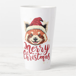 Rode Panda Vrolijk Kerstfeest Latte Mok