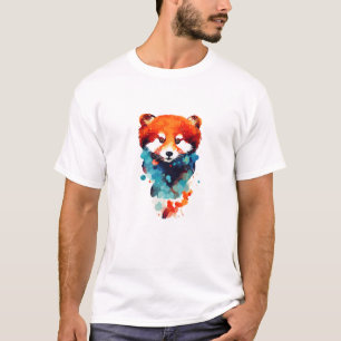 Rode Panda Wild Natuur Dierlijke Kleuren Kunst T-shirt