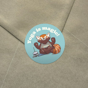 Rode Panda Yoga is Magie! Dierlijke Meditatie Kuns Ronde Sticker