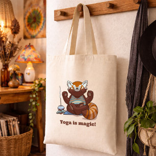 Rode Panda Yoga is Magie! Dierlijke Meditatie Kuns Tote Bag