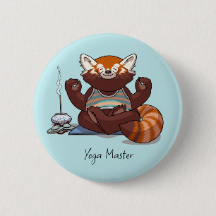 Rode Panda Yoga Meester Student Geschenk Dier Kuns Ronde Button 5,7 Cm