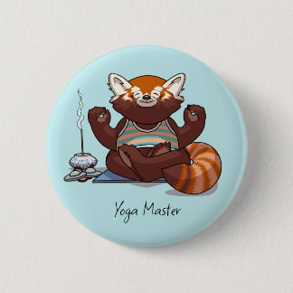 Rode Panda Yoga Meester Student Geschenk Dier Kuns Ronde Button 5,7 Cm
