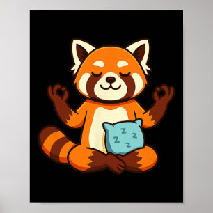 Rode Panda Yoga Zen Meditatie Ontwerp Poster