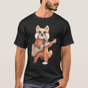 Rode Panda Zingende Gitarist Muzikant Muziek Gui T-shirt