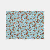 Rode Pandas in Blauw Fleece Deken (Voorkant (Horizontaal))