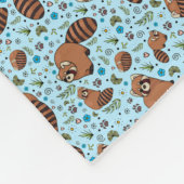 Rode Pandas in Blauw Fleece Deken (Hoek)