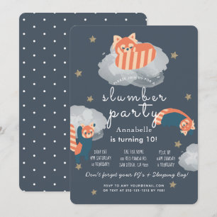 Rode Panda's Sterren & Wolken Slumber Party Verjaa Kaart