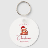 Rode panda's: Vrolijke Kerstmis Matthew Sleutelhanger (Achterkant)