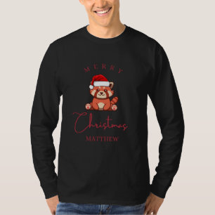 Rode panda's: Vrolijke Kerstmis Matthew T-shirt