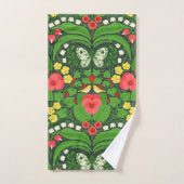 Rode pansies, vogels en vlinders bad handdoek (Handdoek)