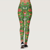 Rode pansies, vogels en vlinders leggings (Achterkant)