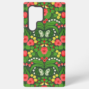 Rode pansies, vogels en vlinders samsung galaxy hoesje