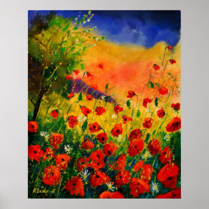 rode papaver 45 poster