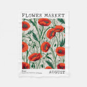 Rode papaver augustus Geboorte Bloemmarkt Groene B Fleece Deken (Voorkant)