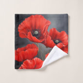 Rode papaver bad handdoek (Wasdoekje)