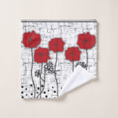 Rode papaver bad handdoek (Wasdoekje)