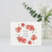  rode papaver, behalve de data aankondigingskaart (Staand voorkant)