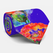 Rode papaver - blauw stropdas (Opgerold)