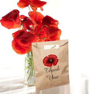 Rode papaver bloem elegante dank u kraft bedankzakje