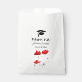 Rode papaver bloemen Afstuderen Dank u wel Bedankzakje (Voorkant)
