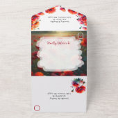 Rode papaver bloemenbruiloft all in one uitnodiging (Buitenkant)