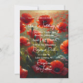 Rode papaver bloemenbruiloft kaart (Voorkant)