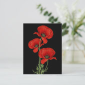 rode papaver botanisch briefkaart (Staand voorkant)
