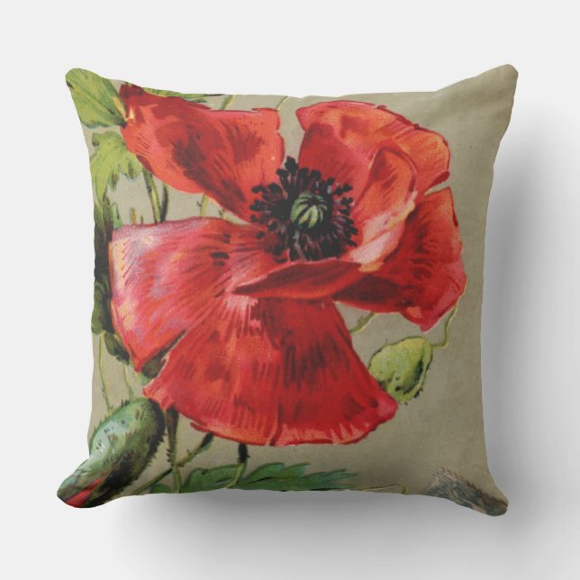  rode papaver buitenkussen (Voorkant)