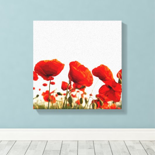 Rode papaver canvas afdruk (Insitu (Houten vloer))