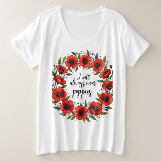Rode papaver eert veteranen grote maat t-shirt (Design voorkant)